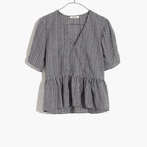 Madewell NWT Crossover Peplum Top in Textured Gingham Check sz Small